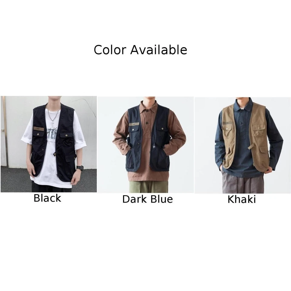 Gilet cargo homme multi poches extérieur sans manches gilet pour vêtements dé - Photo 4/4