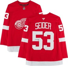 Moritz Seider Detroit Red Wings Autographed Red Fanatics Premium Jersey