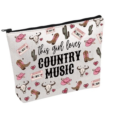 FOTAP Cowgirl Equestrian Gift Western Country Makeup Bag Music white