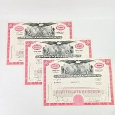 Pan American World Airways 100 Share Capital Stock Certificate 1966 Lot of 3