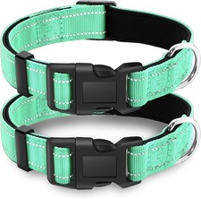 Reflective Dog Collar 2-Pack, Adjustable Nylon Pet Collar with Safety Lock