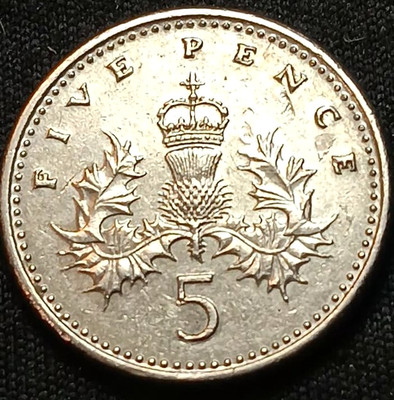 Great Britain 1999 5 Five Pence Elizabeth II Coin crowned mature head Girls of G