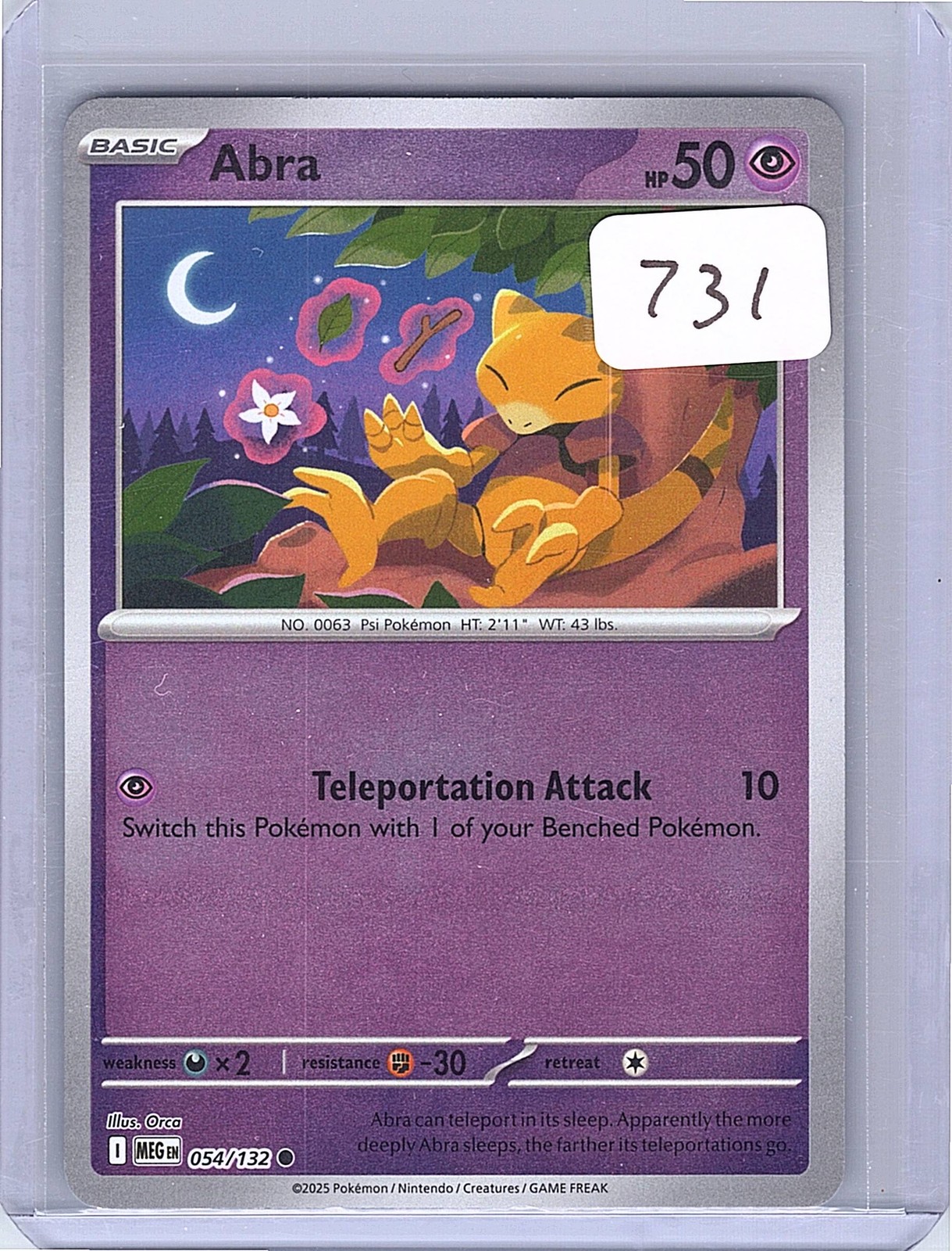 Abra Reverse Holo Common ME01: Mega Evolution 054/132 NM