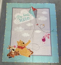 Winnie The Pooh Disney Fly Little Kite Baby Quilt Piglet Tigger Blue Nursery