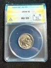 1934 BUFFALO NICKEL ANACS AU 55