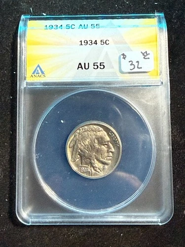 1934 BUFFALO NICKEL ANACS AU 55