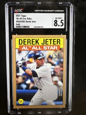 2021 Topps Derek Jeter 35th ‘86 All Star Relic Jersey Gold /50 CSG 8.5 Grade