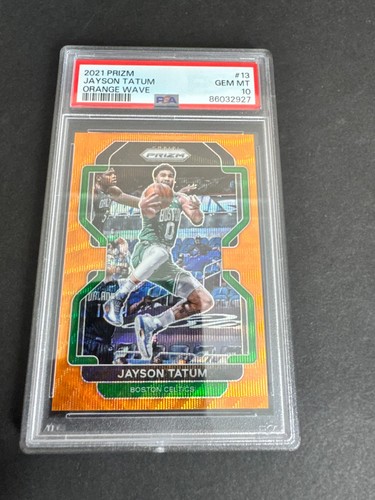2021 PANINI PRIZM ORANGE WAVE JAYSON TATUM CELTICS /60 #13 PSA 10