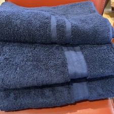 NWT LAUREN RALPH LAUREN Navy Blue 2 Bath Towels 1 Bath Mat USA Vintage 53? X 30