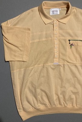 VTG Royal Class Polo Shirt Men L Short Sleeve Orange Cotton Blend Zipper Pocket