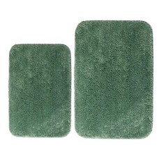 Microfiber Bath Rugs Set 2-Piece Non-Slip Machine Washable Bathroom Mats Green