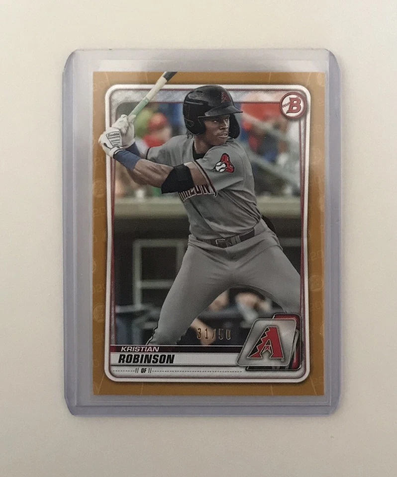 Kristian Robinson 2020 Bowman #BP-27 Paper GOLD Serial #/50 Prospect Rookie - Image 3 of 4