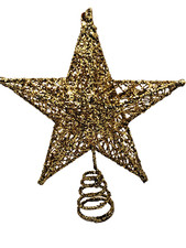 Gold Glitter Christmas Holiday Star Tree Topper 7" T and 6"W