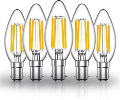 Luxvista 4W B15d Filament LED Candle Bulb C35 5 Pack B15