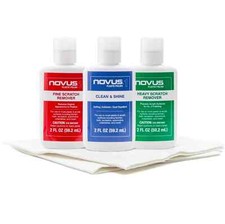 NOVUS Plastic Polish Kit 1, 2 and 3 (59mL / 2oz) + Polish Mates Cleaning Cloths