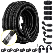 10AN -AN10 Fuel Line Kit Nylon Braided Hose Fitting Kit CPE 20FT Black