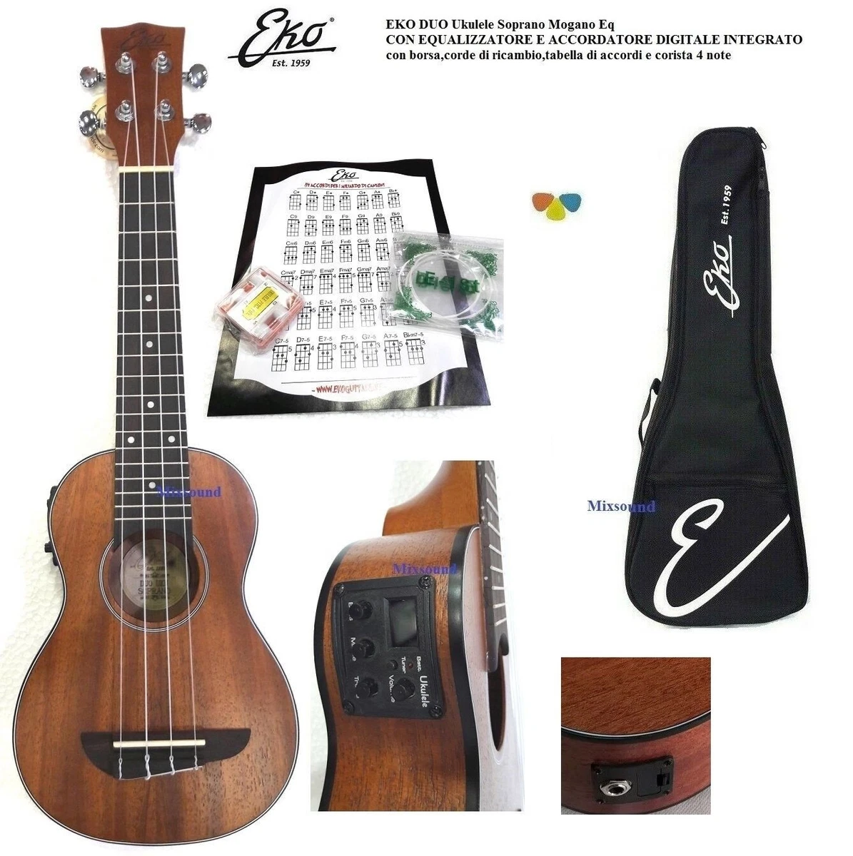 Ukulele Soprano 21 Per Principianti - Kit Completo Con Borsa, Plettro E Corde Di Ricambio