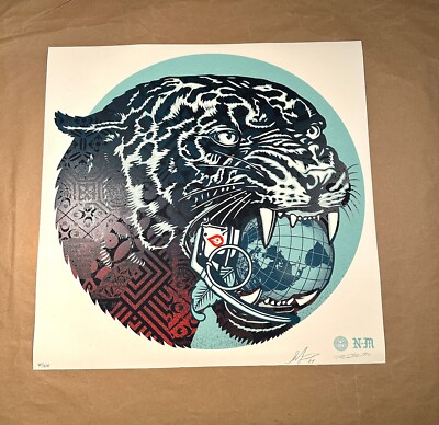 🌎 Obey Giant Climate Clash White Shepard Fairey Signed Screen