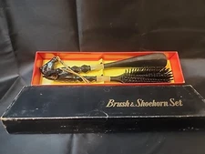 **Vintage Horse Head Clothing Shoe Brush and Shoe Horn Set Brown Black