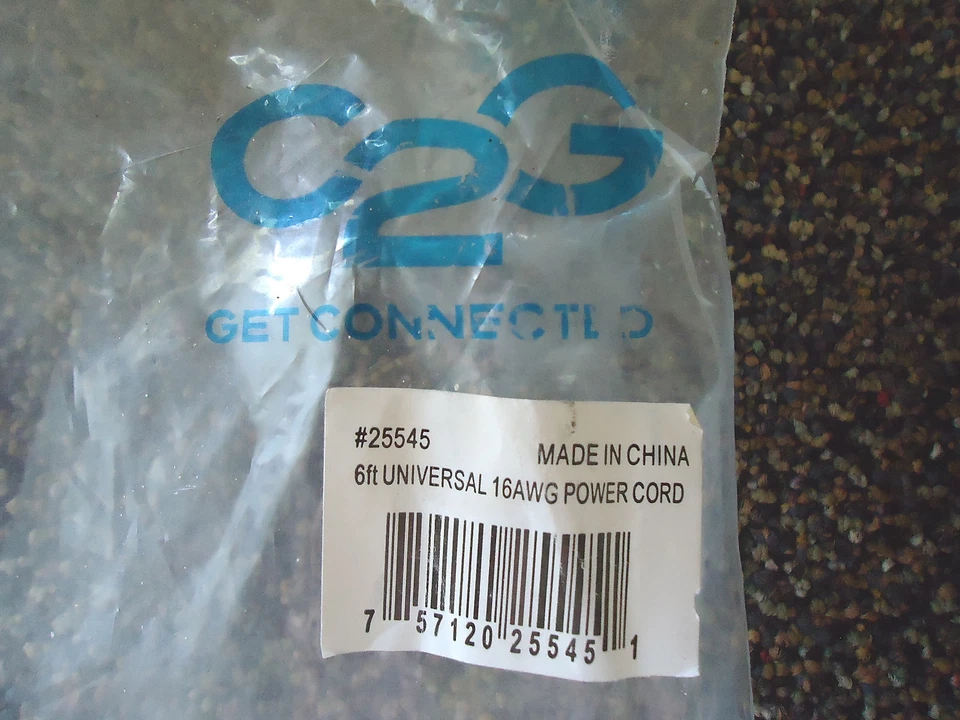 C 2 G # 25545 " NIP " 6ft.Universal 16 AWG Power Cord " GREAT ITEM " - Image 4 of 4