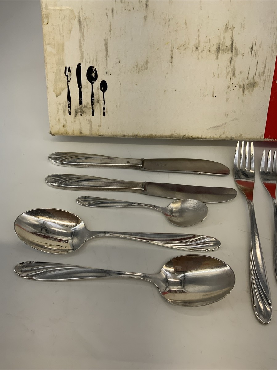 Vtg 35 Piece WMF FRIODUR Wien Vienna Swirl Pattern Silver Plate