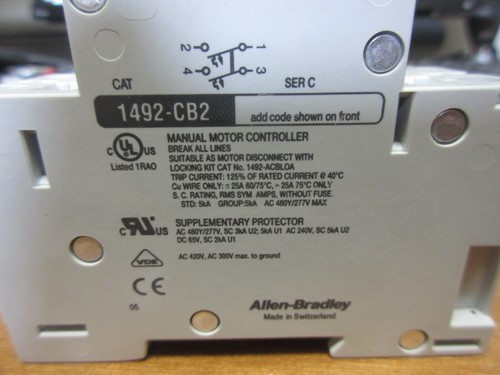 Allen Bradley 1492-CB2 H060 6 Amp Circuit Breaker 2 Pole - Picture 3 of 4