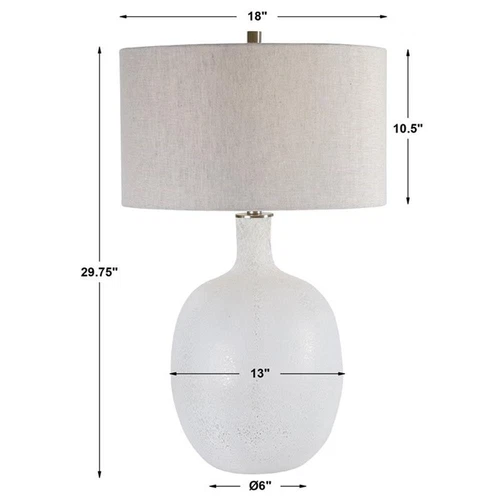 Uttermost Whiteout Mottled Glass and Fabric Table Lamp in Aged White - Picture 9 of 9