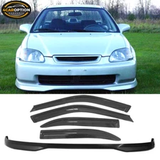 Fits 99-00 Honda Civic 4DR EK Type R Front Bumper Lip Spoiler + Sun Window Visor