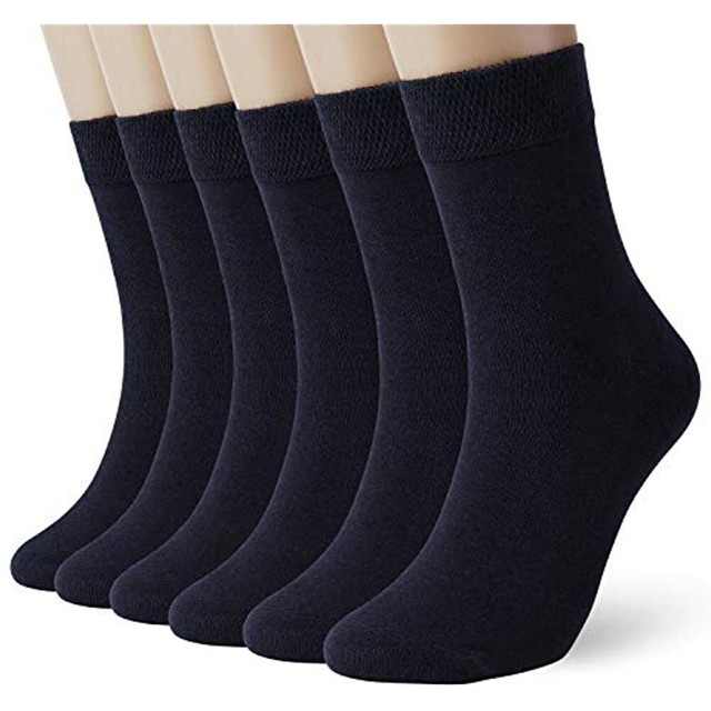 Womens Navy Blue Thin Cotton Socks High Ankle 6 Pack At Clothing Store