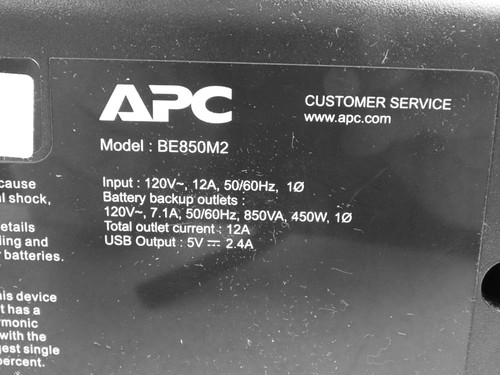 APC Back-UPS 850 - 850VA 120V 450W 2-USB Battery Surge Protection, NO BATTERY - 第 6/7 張圖片