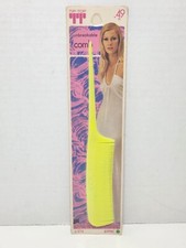 Vintage Tip Top Unbreakable Comb Rat Tail 8" YELLOW 298C NIP Made in USA