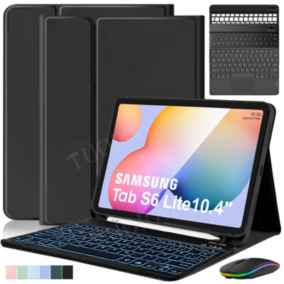 QWERTZ Tastatur Maus mit Hülle für Samsung Galaxy Tab S6 Lite 10,4'' 2020-2024