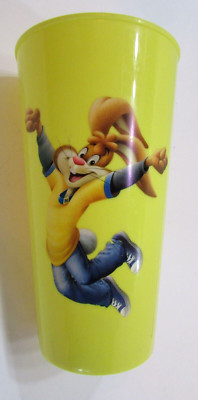 1970s Nestle Chocolate Nesquik Bunny Quiky Rabbit Yellow Plastic 6.5'' Tall Glass