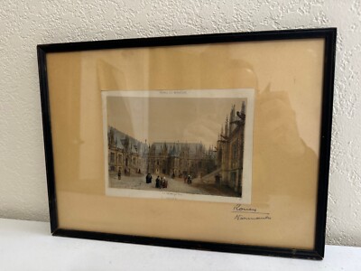 Antique Engraving Print France en Miniature Rouen Normandie