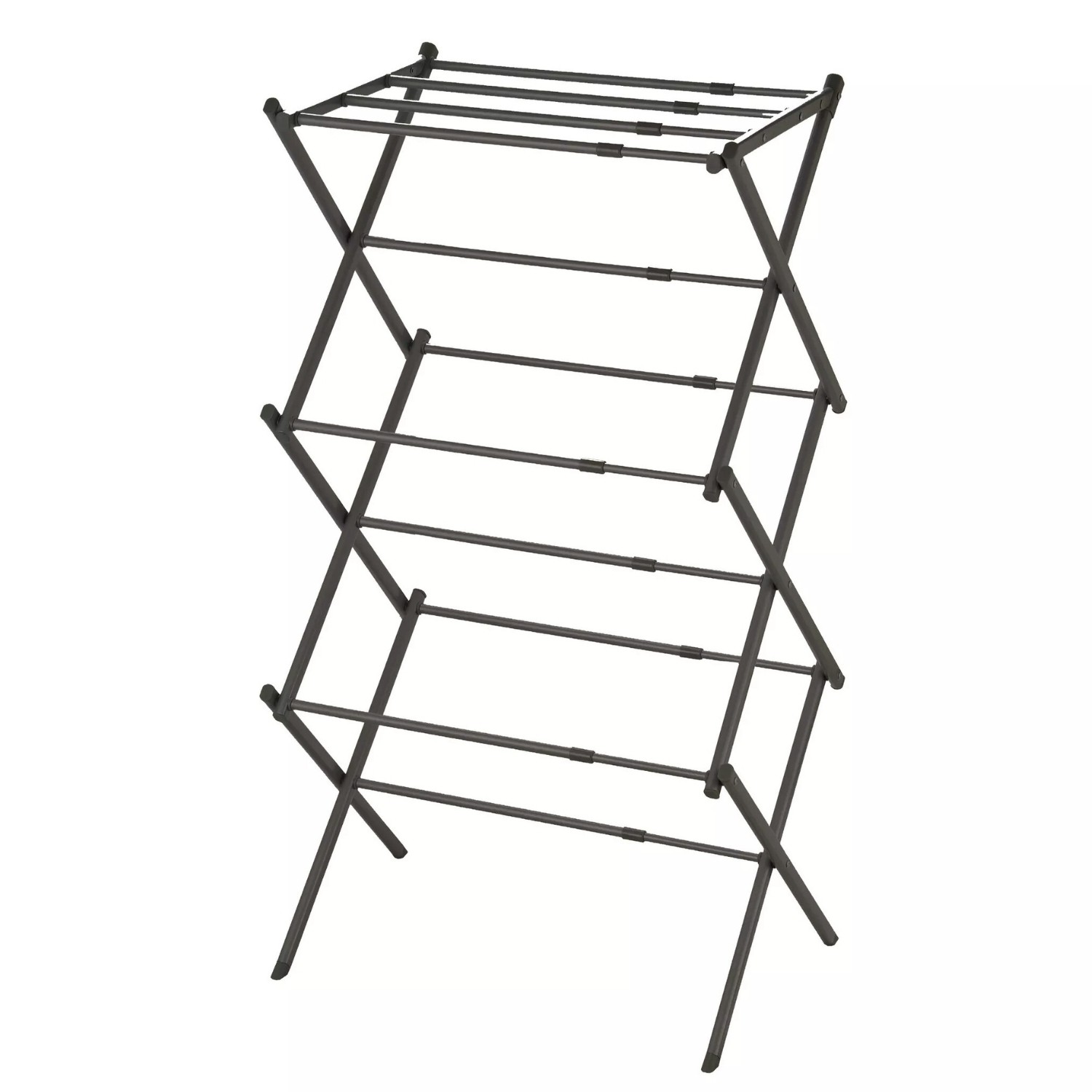 Clothes Airer Drying Rack Laundry 3-Tier Flat Top Foldable Extendable Steel Grey