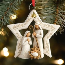 Family Nativity Ornament 2025, Religious Christmas Ornament, Jesus