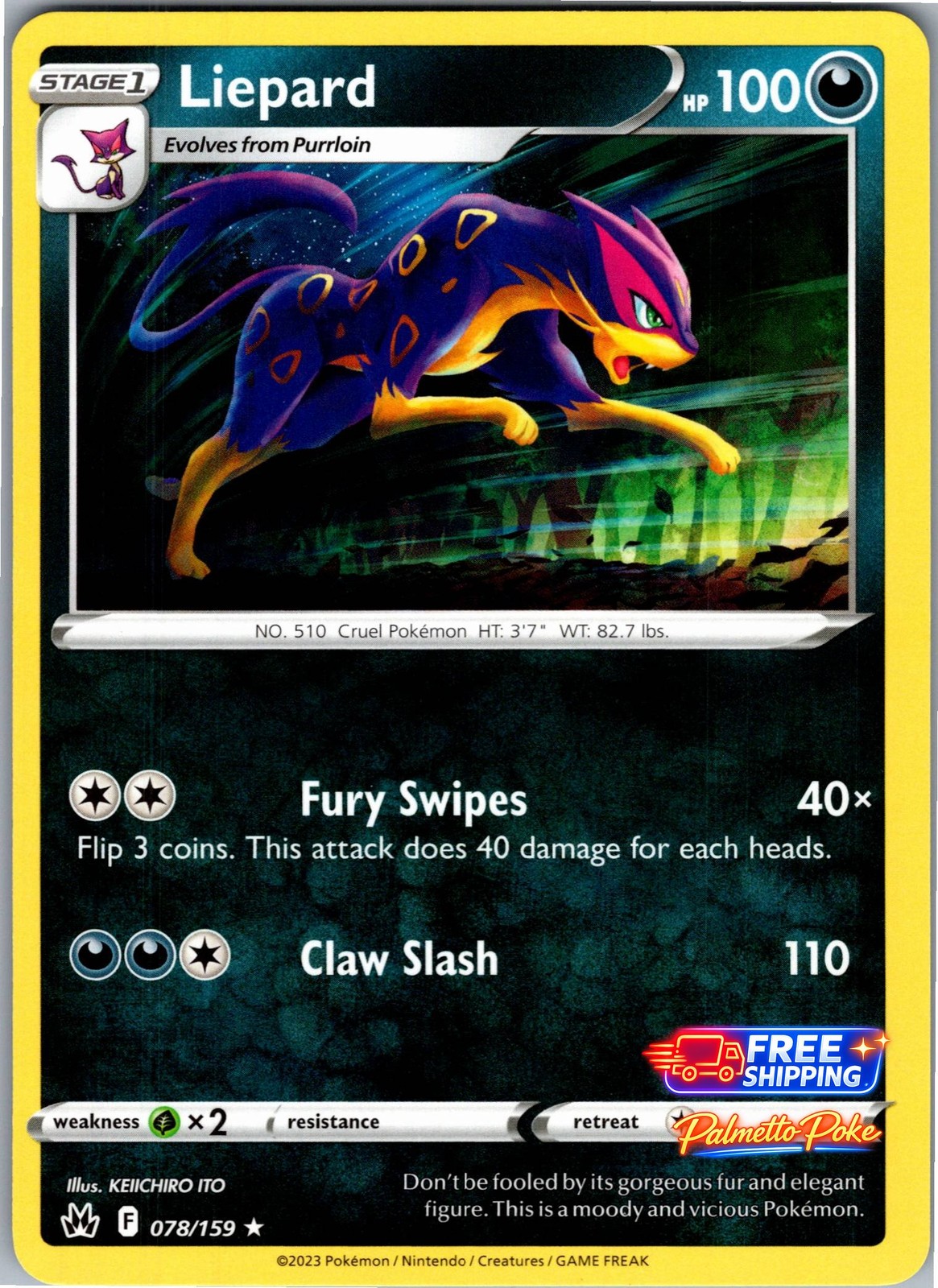 Liepard 078/159 Rare Crown Zenith Pokemon NM/LP
