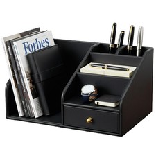 PU Leather Desk Organizer, Multifunction 6 Compartment Desk Organizers and fo...