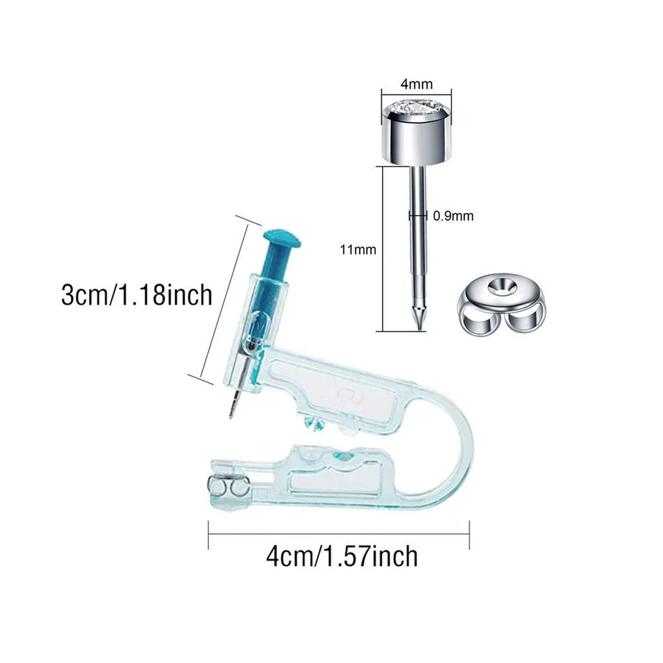 Kit de piercing de orelha, 8 peças 4mm kit descartável auto-orelha pericings com parafusos de orelha... - Imagem 4 de 4