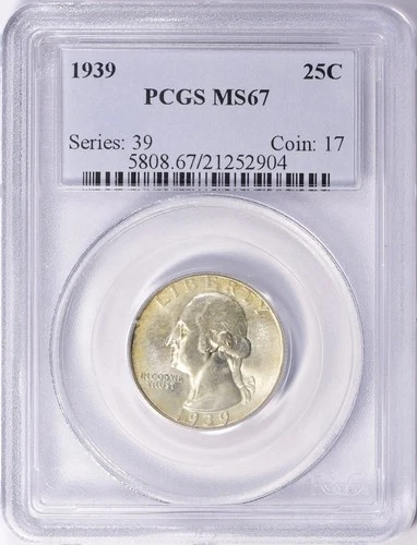 1939 Washington Quarter PCGS MS67