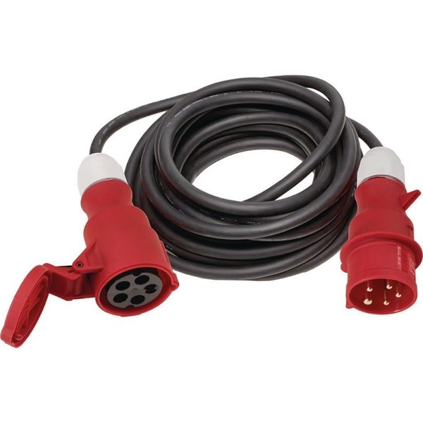 Cee-VerläNgerung M.Phasenwendestecker 16A 400V 10M H07RN-F 5X2,5Mm² Schwarz IP44-image