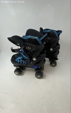 Power Superb Girls Black Blue Adjustable Quad Roller Skate Size Medium 35-38