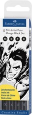 FABER-CASTELL Tuschestift PITT artist pen Black Set 4 Stifte