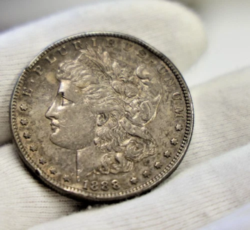 1888 S US Morgan Silver Dollar $1 XF (Cleaned,Rim Nicks)