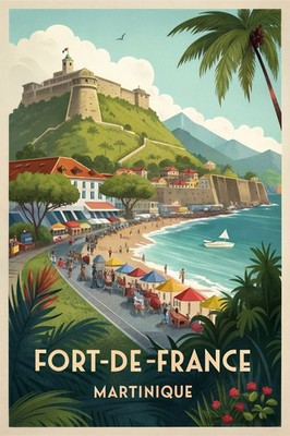 Lebendiges Fort-de-France Martinique Reiseposter - Tropisches Paradies Kunstdruck_Monat