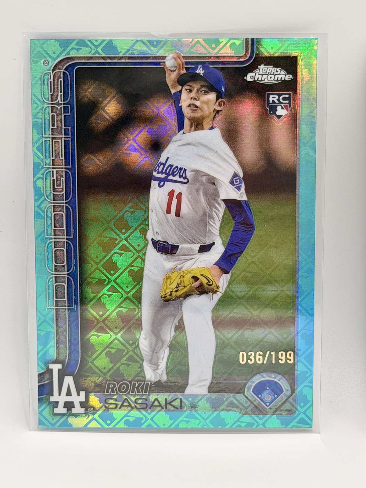 2025 Topps Chrome Logofractor Edition - Roki Sasaki, #217 Aqua /199