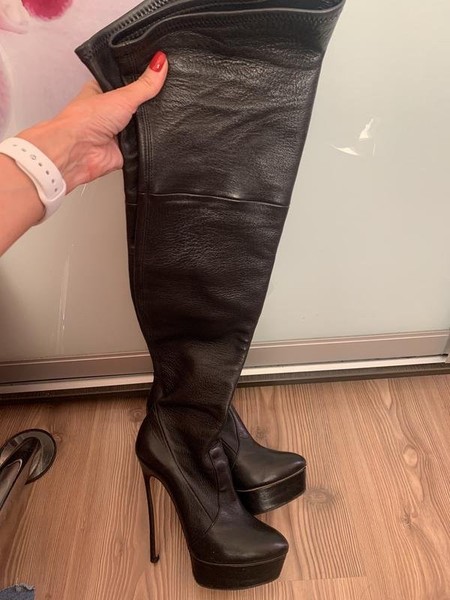 Women Casadei Boots Black Leather 37