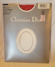 Vintage Christian Dior Ultra Sheer DIOR RED ControlTop sandlefoot Sz 3 Pantyhose