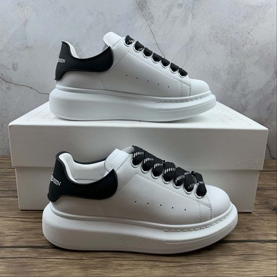 Alexander McQueen Oversized Sneaker White Black Leather Shoes Authentic New