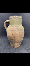 Antique Turkish Terracotta Olive Vase - Vintage Pottery Clay Pot